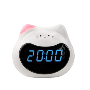 Lady Cat Digital Clock & Lamp – Smart Voice-Controlled Digital Alarm Clock & Night Light Clock for Students with Adjustable Brightness
