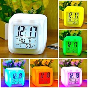 Automatic 7 Colour Changing Digital LED Alarm Clock with Date, Time, Temperature