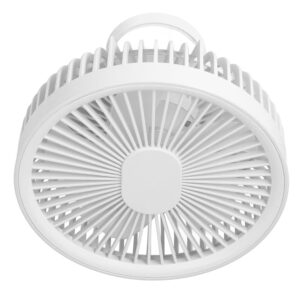 Desktop Hanging Fan & Lamp with Button Control Lights & 4 Cooling Adjustable Tilt (White)