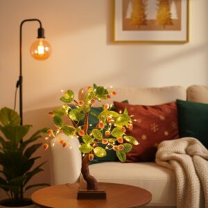 Strawberry Fruit Tree LED Table Lamp Decorative Bonsai Light with Adjustable Branches