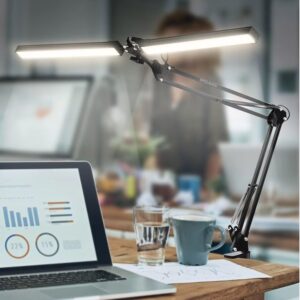 Double Head Led Desk Lamp Light with Metal arm (black)