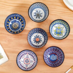 Ceramic Mandala Snack Bowls Set of 6 (300 ml Each)