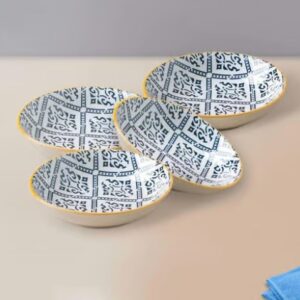 Ceramic Round Snack Plate Set of 4 (5.5 Inch Each)